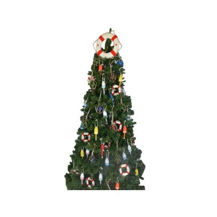 Pack Of 2] White Lifering with Red Bands Christmas Tree Topper Decoration