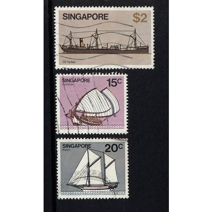 SINGAPORE Group 3 stamps inc $2 Ships series - good perfs off paper GC