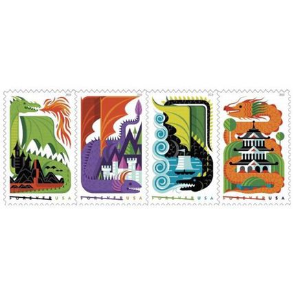 Dragons Sheet of 20 Current Rate Postage Stamps Scott 5310