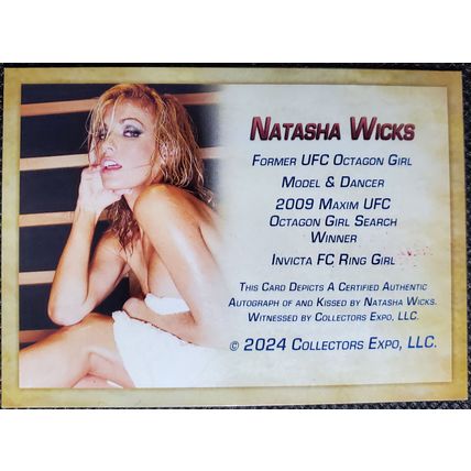 Natasha Wicks Sexy UFC Octagon Girl Autographed 2024 Collectors Expo Kiss Card
