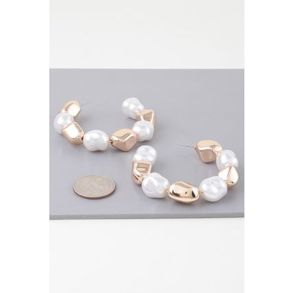 New Shiny N Pearl Stone Hoop Earrings