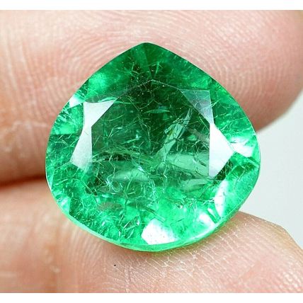 9.65 Ct Natural Colombian Green Emerald Pear Loose Gemstone