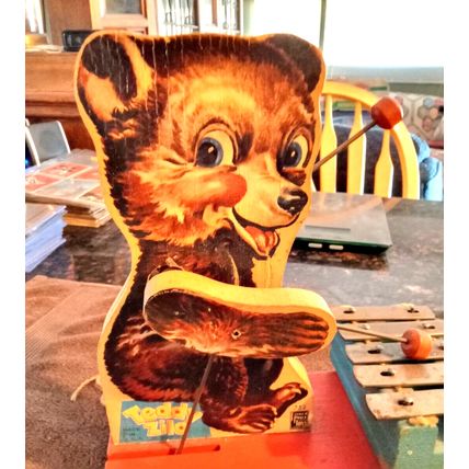 Old Vintage Original Fisher Price Teddy Zilo # 752 10 1/2" Tall Working 1948