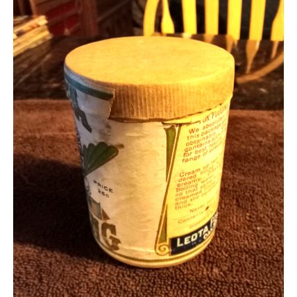 Old Empty Cardboard Container Leota Coco Flavor Pudding 4 3/8" Tall 1930/40's