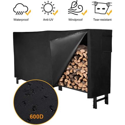 GASPRO 8FT Firewood Rack Outdoor with Cover, Adds Sturdy Middle Upright, Heavy D