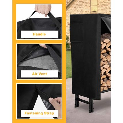 GASPRO 8FT Firewood Rack Outdoor with Cover, Adds Sturdy Middle Upright, Heavy D