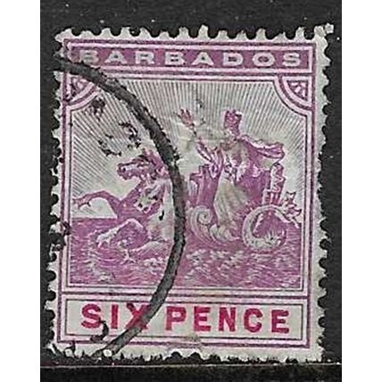 BARBADOS 1892-1903 WMK CROWN CA 6d USED SG111