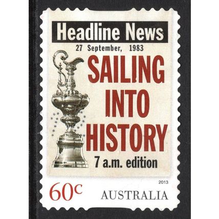 AUSTRALIA 2013: HEADLINE NEWS - 60c SAILING INTO HISTORY 1983 USED (G12)