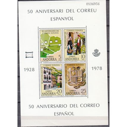 Andorra Español 1978 Michel Bloc Feuillet 1 Neuf ** Cote (2008) 2.00 € Courrier