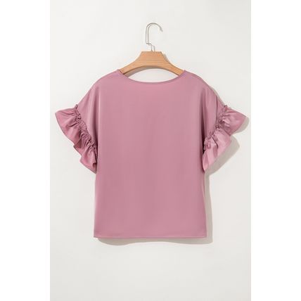 Toadstool Satin Ruffle Sleeve Top