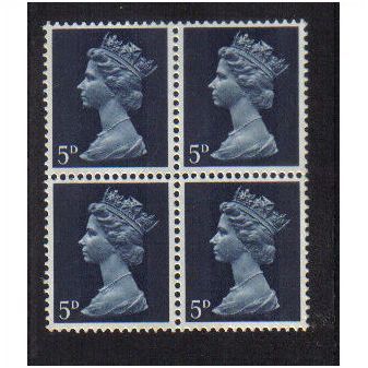 1967 GB Q.E.11 5D ROYAL BLUE BLOCK mnh SG735