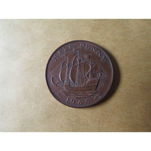 1966 QUEEN ELIZABETH II HALFPENNY FREE POST. AK