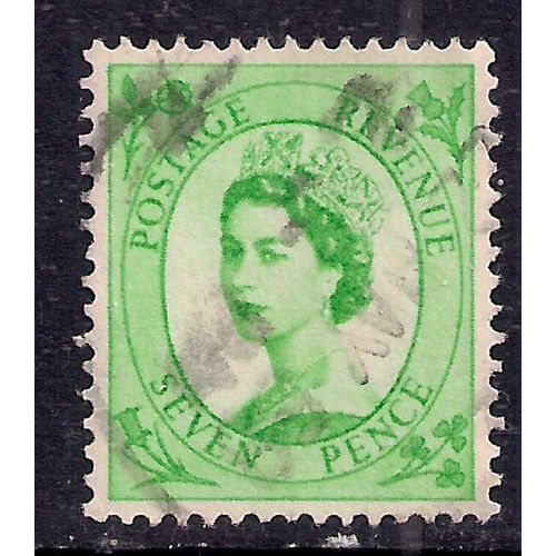 GB 1956 QE2 7d Bright Green wilding Wmk 165 SG 549 .( A470 )