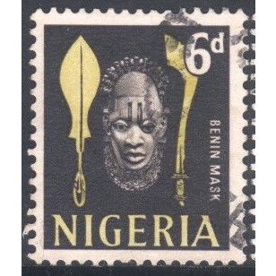 Nigeria 1961 - SG95 - 6d yellow/black - Benin Mask - used