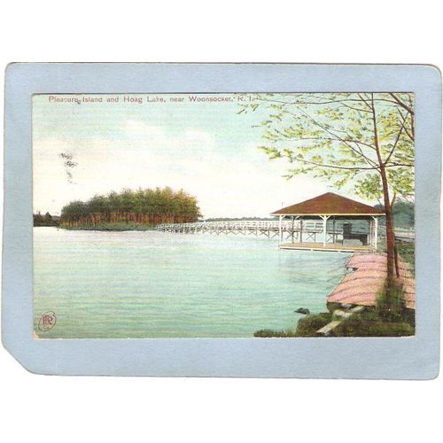 Rhode Island Woonsocket Postcard Pleasure Island & Hoag Lake~1238