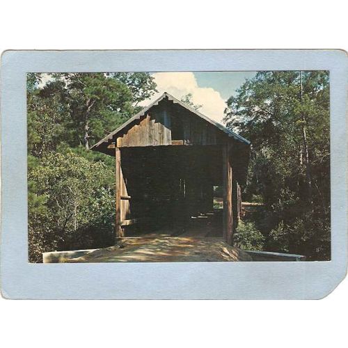 GA Blakely Covered Bridge Postcard Bridge Over Coheelee Creek World Guide ~44