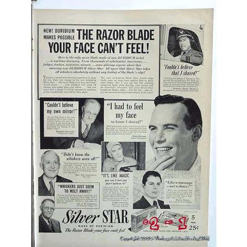 SILVER STAR RAZOR BLADES 1949 shaving vintage ad
