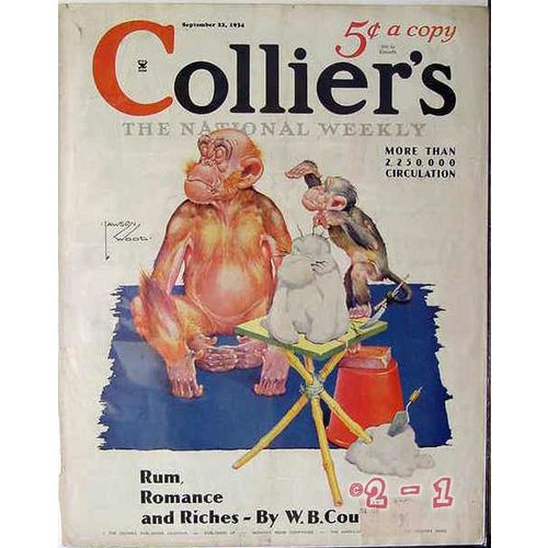 Colliers 1934 Monkeys Art By Lawson Wood Cover Print