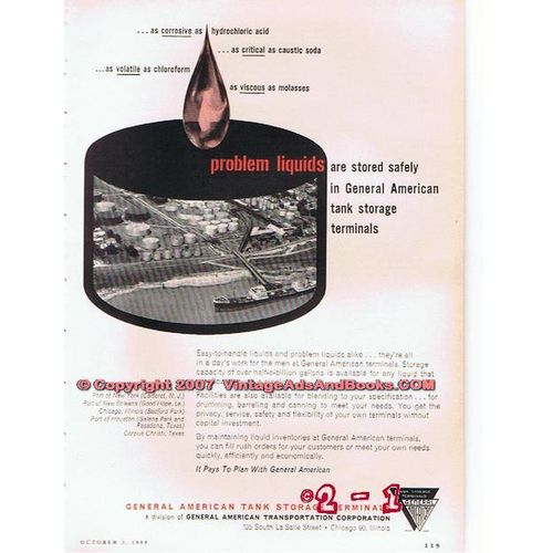 GENERAL AMERICAN TANK STORAGE 1955 oil gas petroleum vintage ad