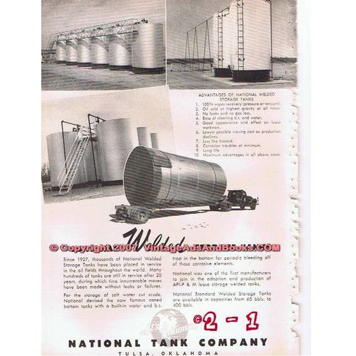 NATIONAL TANK COMPANY 1955 welded storage oil gas tanks vintage ad