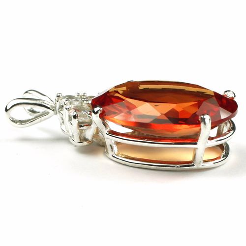 Padparadscha CZ, 925 Sterling Silver Pendant, SP016