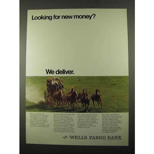 1969 Wells Fargo Bank Ad - Looking For New Money?