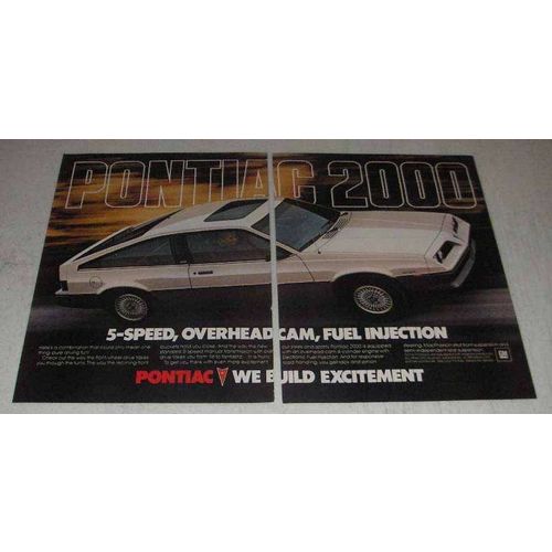 1982 Pontiac 2000 Car Ad - 5-Speed, Overhead Cam