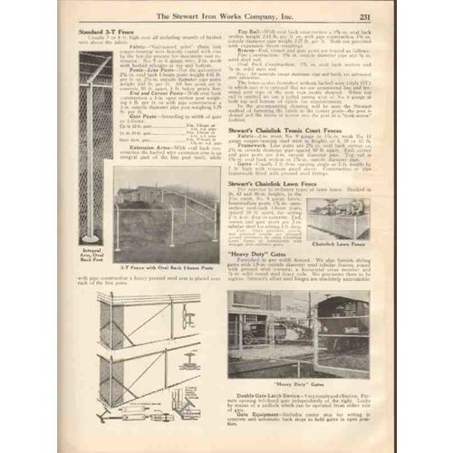 stewart iron works company 1931 iron fences gates 3-t vintage catalog
