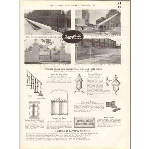 stewart iron works company 1938 ornamental fence gate vintage catalog
