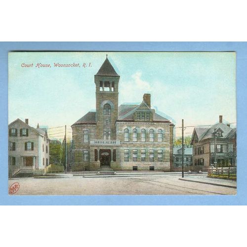Rhode Island Woonsocket Court House Street Scene Intersection View Large O~1185
