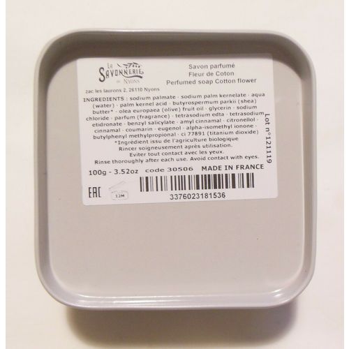 Soap In A Tin Cotton Flower La Savonnerie de Nyons 100g