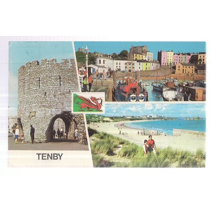 TENBY, Wales vintage used postcard multiview 1973 postmark =