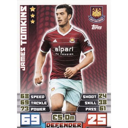 Match Attax 2014/2015 349 James Tomkins West Ham United