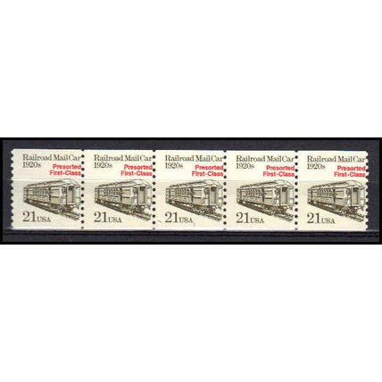 2265 21c Mail Car Average MNH Dry Gum PNC 1/5 AA0512