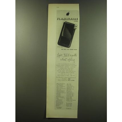 1949 Flaminaire Cigarette Lighters Ad - Lights 3000 cigarettes without refilling
