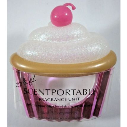 Bath & Body Works Scentportable Air Freshener Visor pink Clip Cupcake