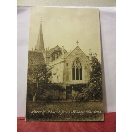 LACOCK CHURCH from ABBEY GARDENS. WILTSHIRE unused postcard by C J Butler =