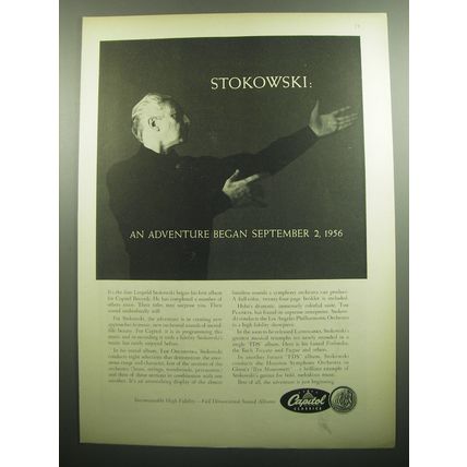 1957 Capitol Records Ad - Stokowski: An adventure began September 2, 1956
