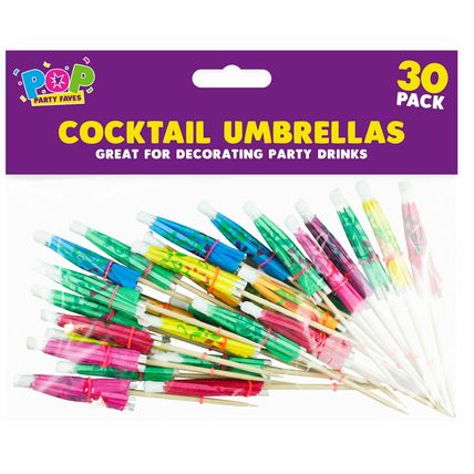 30pc Cocktail Party Umbrellas Cocktails Drink Drinking Colourful Parasol Stick