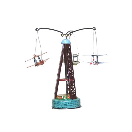 MM264 - Collectible Tin Toy - Biplane Carousel - 6"H x 3"W x 3"D