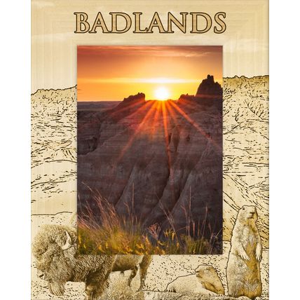 Badlands South Dakota Laser Engraved Wood Picture Frame Portrait (5 x 7)