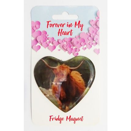 HIGHLAND COW HEART SHAPED ACRYLIC FRIDGE MAGNET