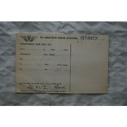 QSL Card RAF Amateur Radio Society - GIXUZ