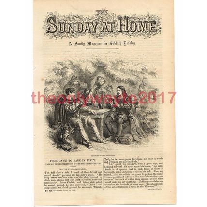 Reading Story of the Crucifixion, Italy, Victorian Art, Book Illustration, 1862