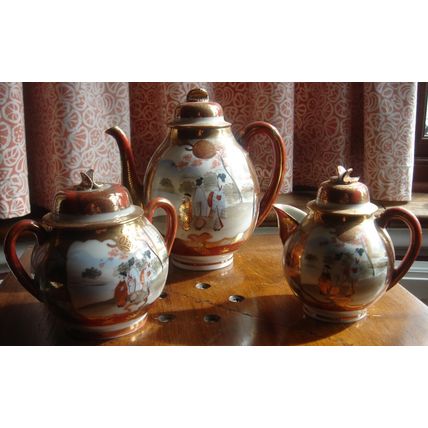 Antique Victorian JAPANESE TEA SET 1800s early 1900s Japan Oriental vintage