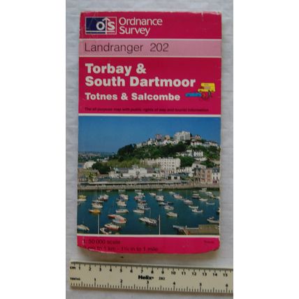 1997 OS Landranger Map Sheet 202 Torbay South Dartmoor Totnes Salcombe 2nd serie