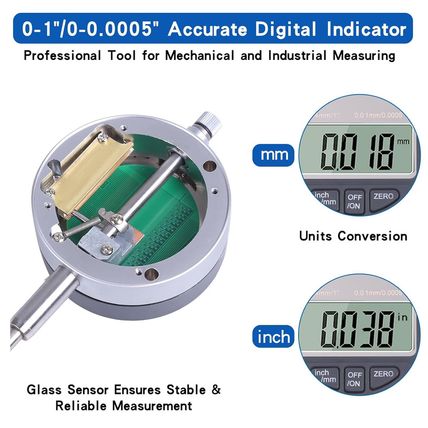 Electronic Digital Dial Indicator with Magnetic Base Holder Fine Adjustable Long