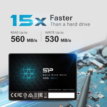 Silicon Power 2TB SSD 3D NAND A55 SLC Cache Performance Boost SATA III 2.5" 7Mm