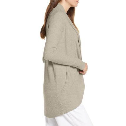 Gray Open Front Shawl Neckline Cardigan