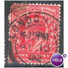 GB stamps 1902-10 KEV11 - 1d SG219 London 30